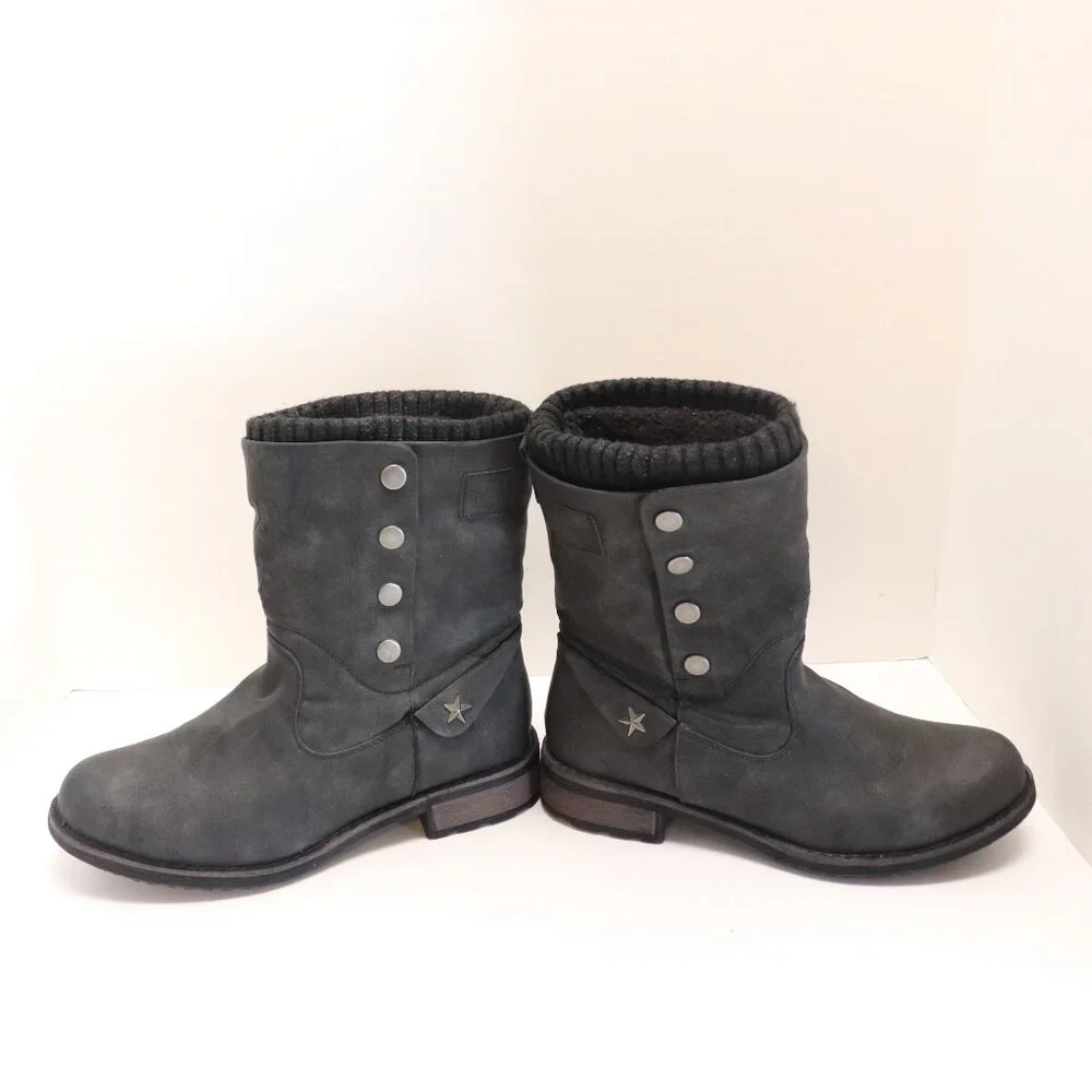 MUK LUKS Women's Winter Boots with Fur Lining and Side Zippers Black Size 8
